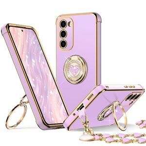Purple Phone Case With Double Ring Kickstand Compatible with iPhone 7/8/SE